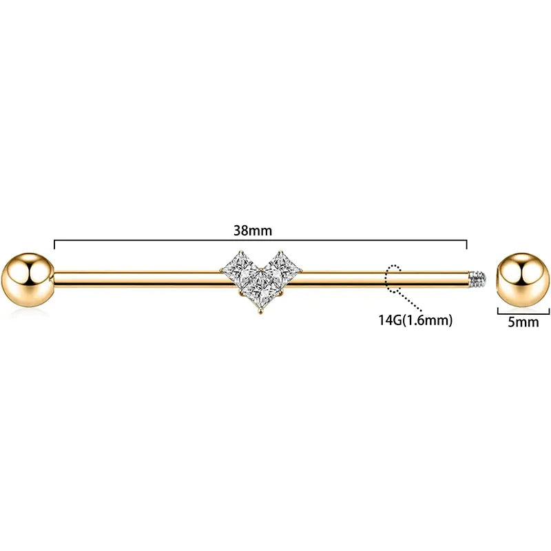 316L Love White Zircon Gold Industrial Rod 1.6*38*(5*5)