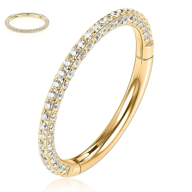 16G Gold Surgical Steel Band CZ Hoop Cartilage Earrings