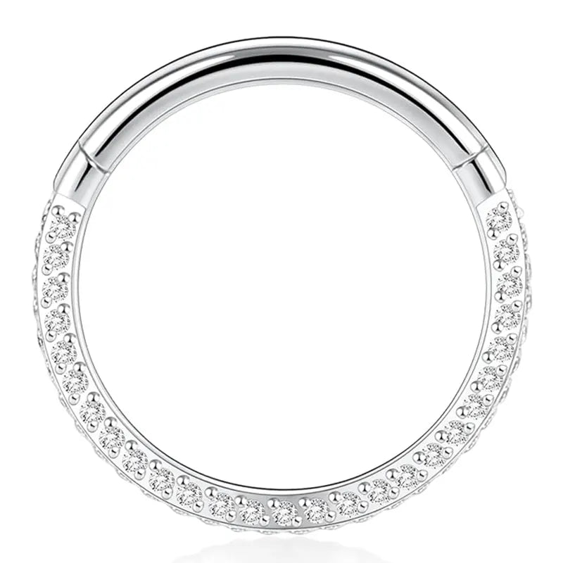 16G Silver Surgical Steel Band CZ Hoop Cartilage Earrings