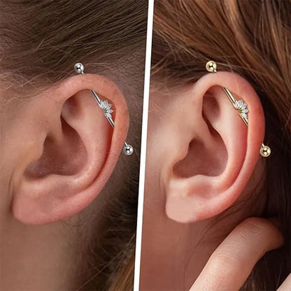 316L Five Horse Eyes White Zircon Gold Industrial Rod 1.6*38*5*5