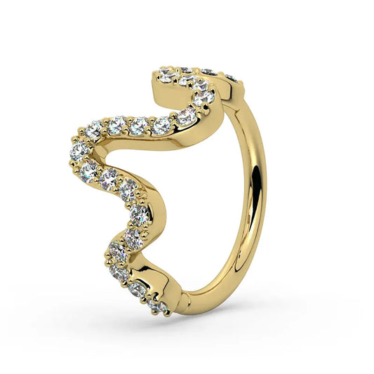 14K Gold Diamond Seam Earring
