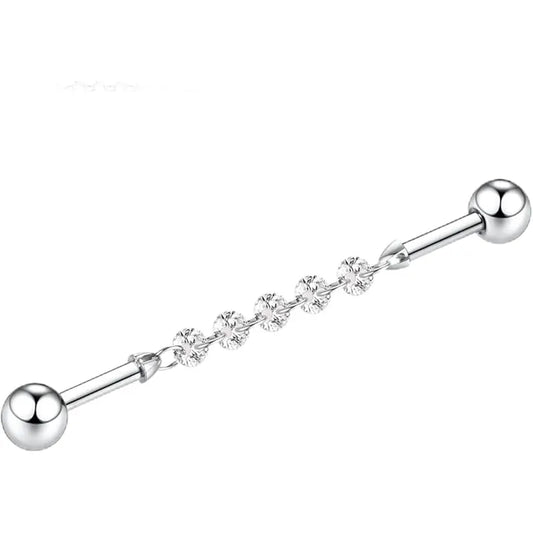 G23 Industrial Pole Chain 1.6*38*5*5 Silver White Zircon