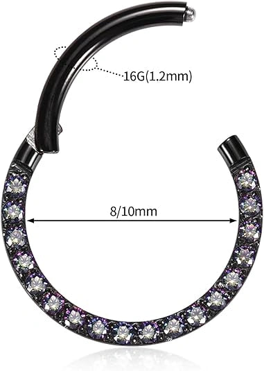 Black Hinged CZ Crystal Hoop Ring