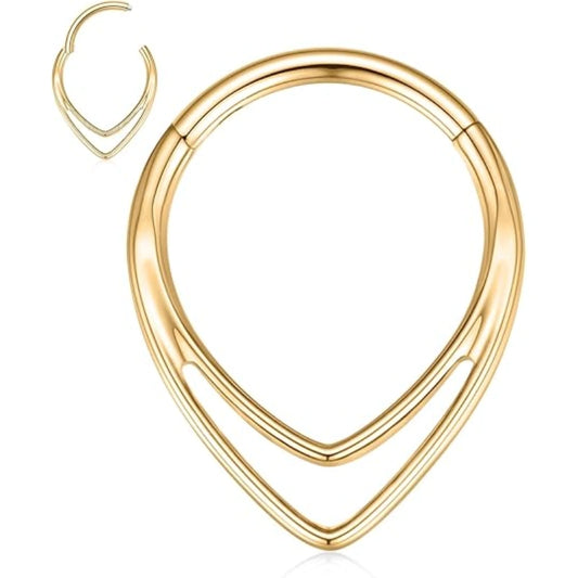 Gold Segment Ring with Double Droplets
