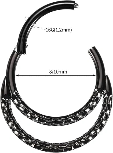 Sleek Hinged Double Hoop Piercing Ring 