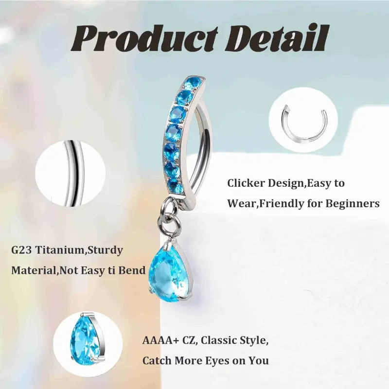 Hypoallergenic 14G Titanium Belly Button Clicker Ring