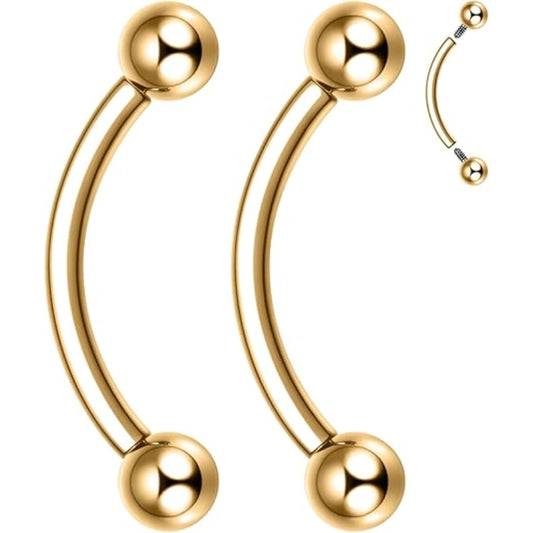 Gold Titanium Eyebrow Ring