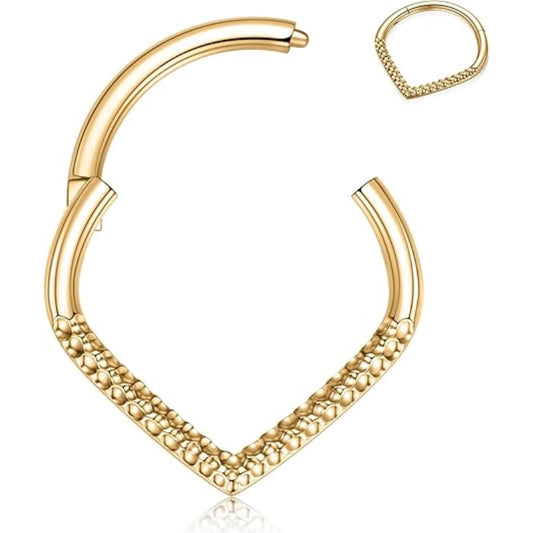 Hammered Gold Water Droplet Septum Ring