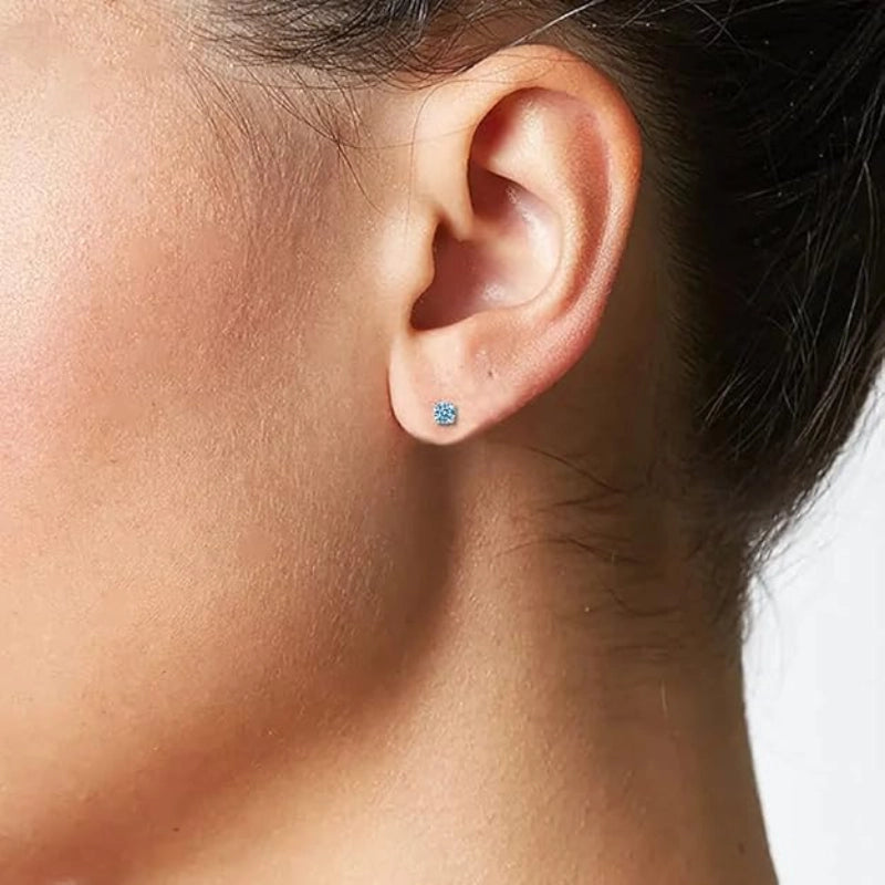 Blue CZ Stud Earrings
