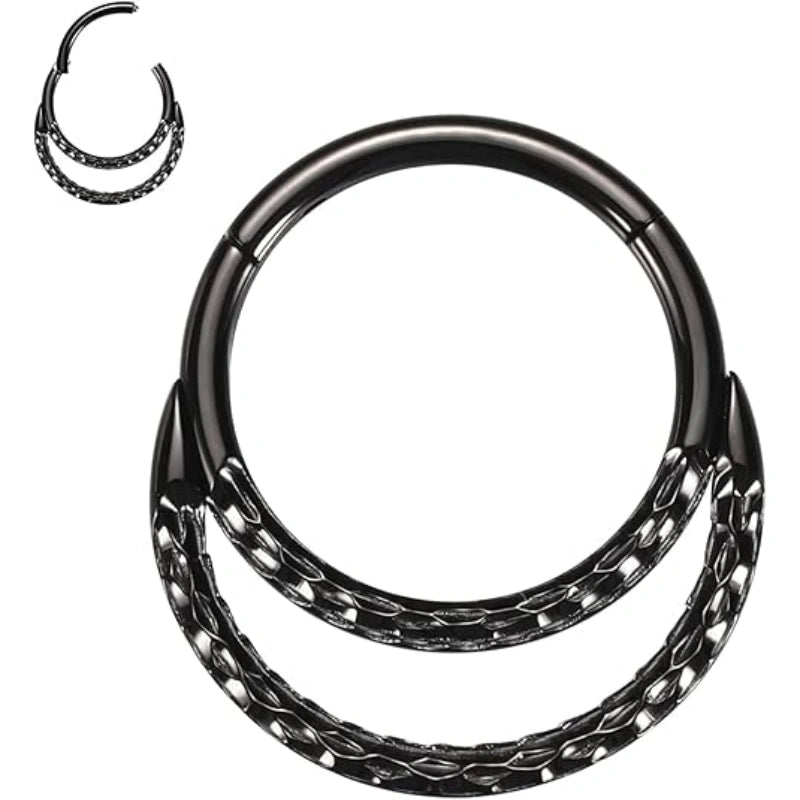 Sleek Hinged Double Hoop Piercing Ring 