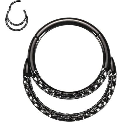 Sleek Hinged Double Hoop Piercing Ring 