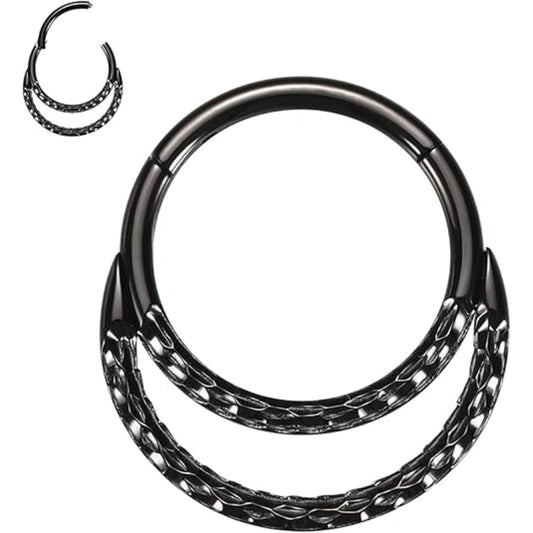 Sleek Hinged Double Hoop Piercing Ring 