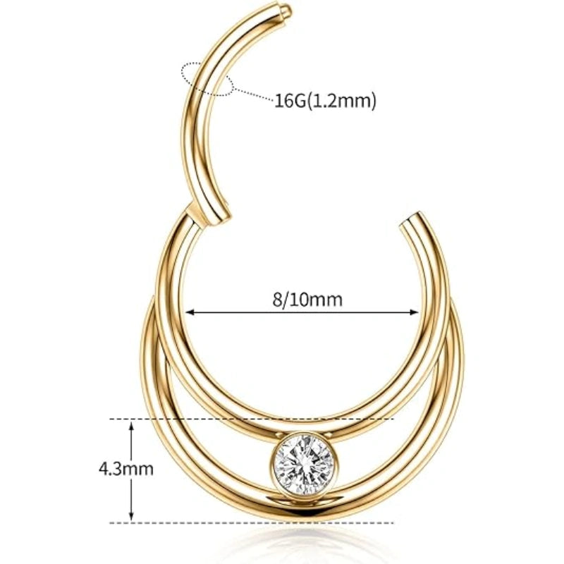 Double Hoop Septum Clicker with CZ