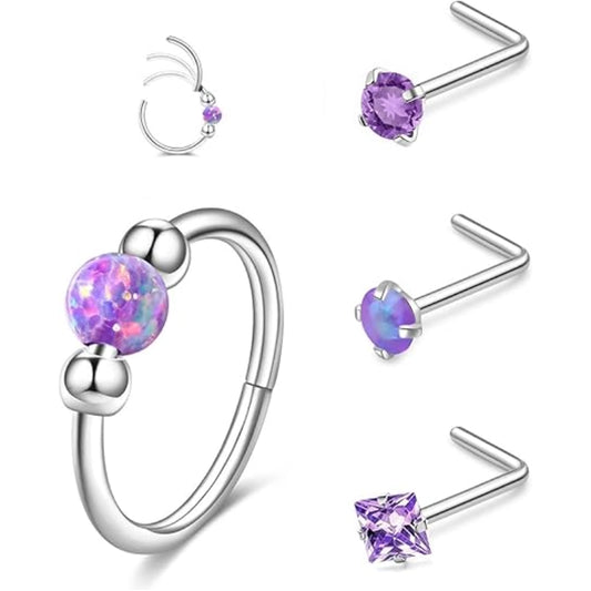 Purple zircon nose stud