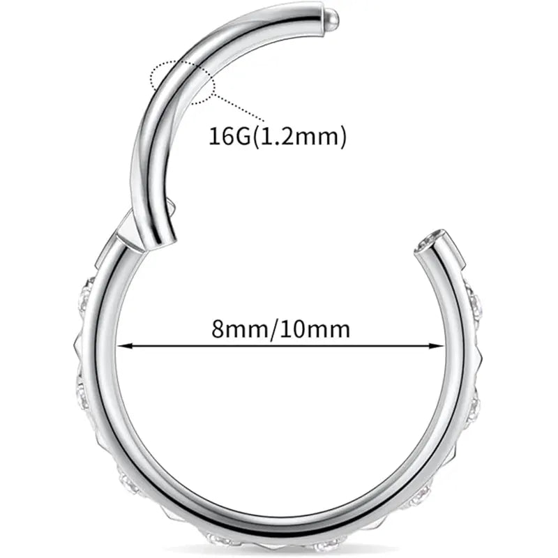 16G Silver Surgical Steel with ABCZ and Pyramid Hoop Earrings