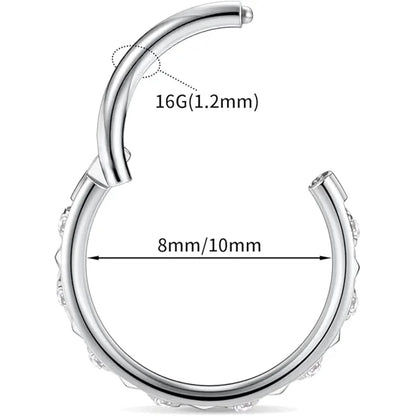 16G Silver Surgical Steel with ABCZ and Pyramid Hoop Earrings