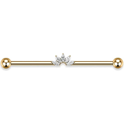 316L Five Horse Eyes White Zircon Gold Industrial Rod 1.6*38*5*5