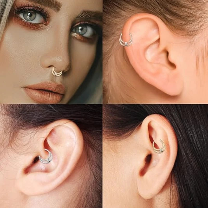 Double Hoop Septum Clicker with CZ
