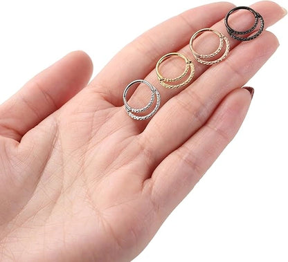Sleek Hinged Double Hoop Piercing Ring 