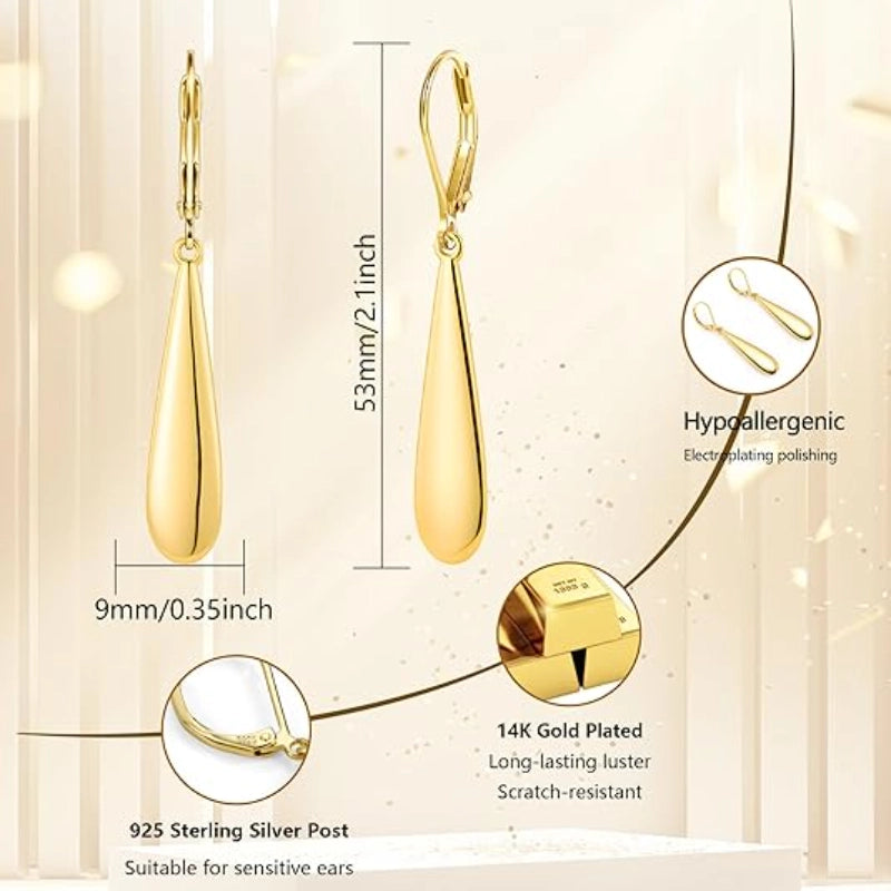 Long Teardrop Dangle Earrings