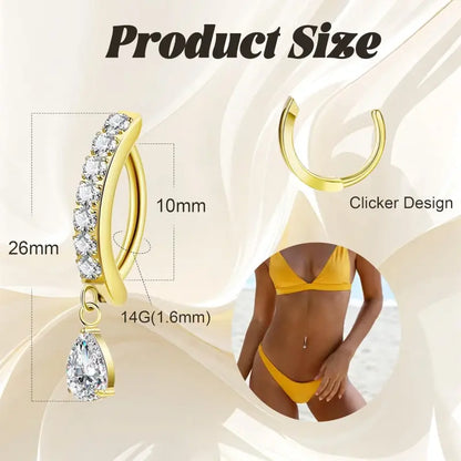 Hypoallergenic 14G Titanium Belly Button Clicker Ring