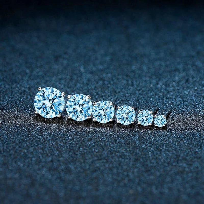 Blue CZ Stud Earrings