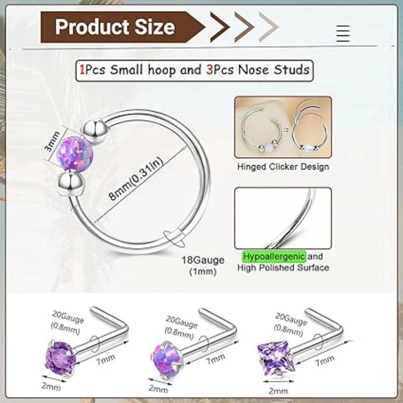 Purple zircon nose stud