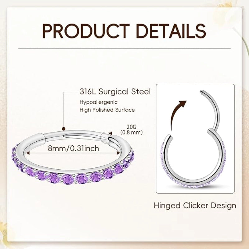 Purple CZ Nose Ring
