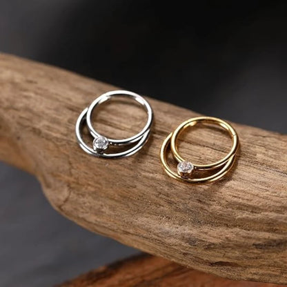 Double Hoop Septum Clicker with CZ