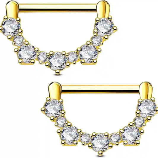 2pcs 14G Cap Nipple Rings in 316 Medical Steel