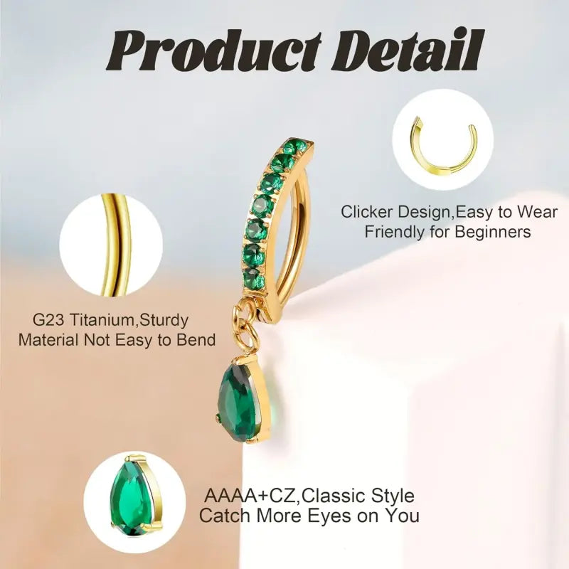 Hypoallergenic 14G Titanium Belly Button Clicker Ring