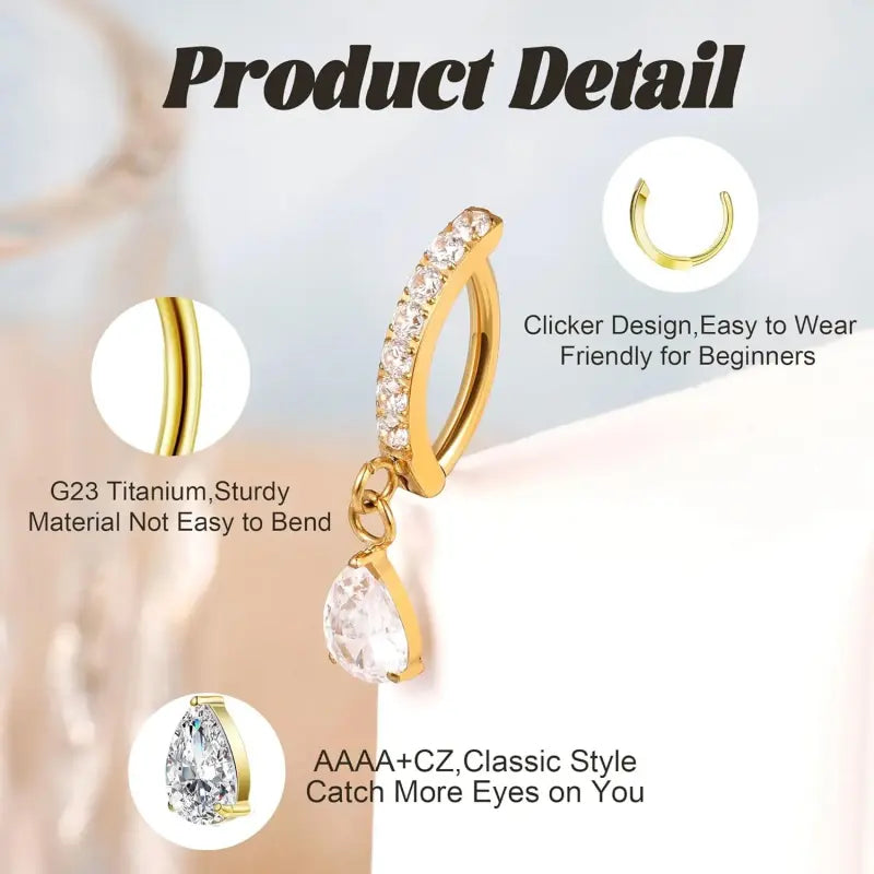 Hypoallergenic 14G Titanium Belly Button Clicker Ring