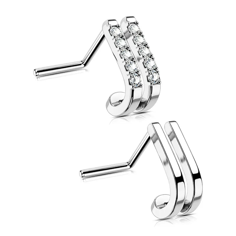 Double Row CZ Nose Studs