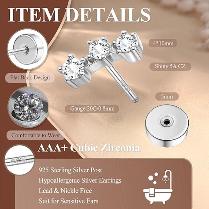CZ Flat Back Earrings