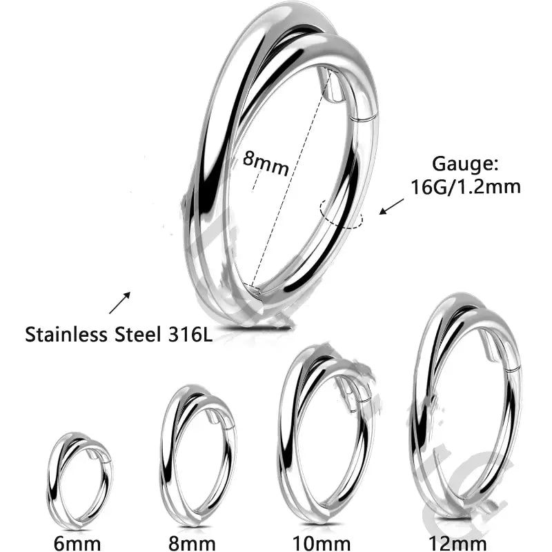 Double Nose Hoop Ring – Surgical Steel Clicker 20G/18G