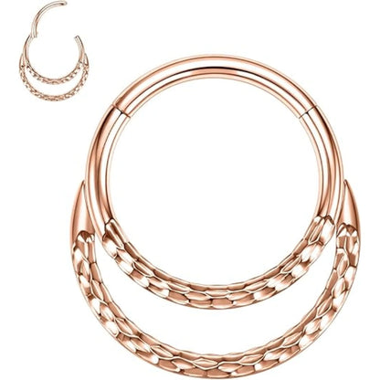 Sleek Hinged Double Hoop Piercing Ring 