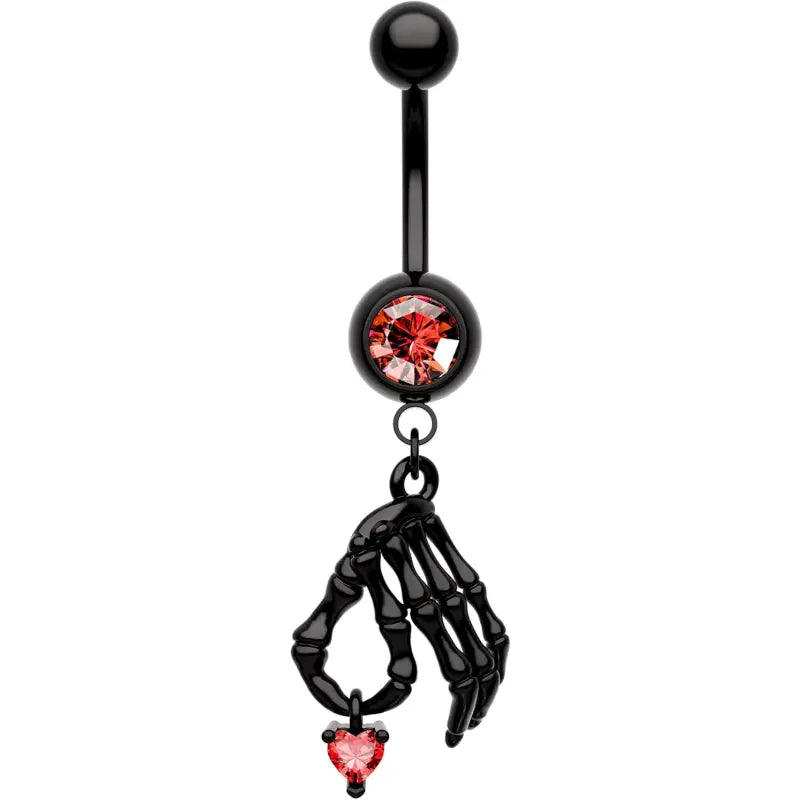 Halloween Skeleton Hand Belly Ring – 14G Stainless Steel