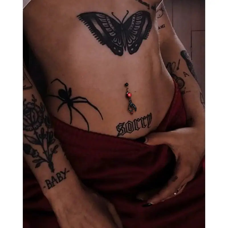 Halloween Skeleton Hand Belly Ring – 14G Stainless Steel