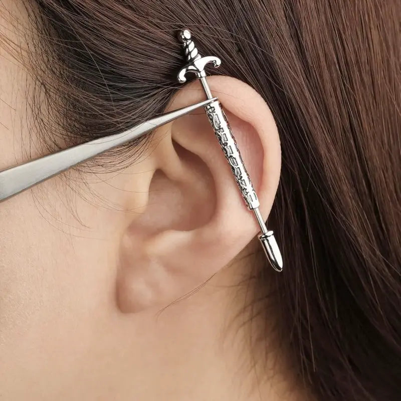 14G Sharp Sword Earrings – 316L Medical Steel Barbell