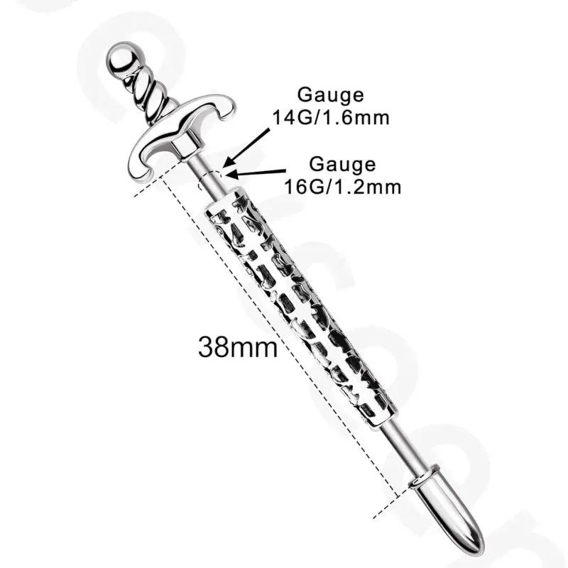 14G Sharp Sword Earrings – 316L Medical Steel Barbell