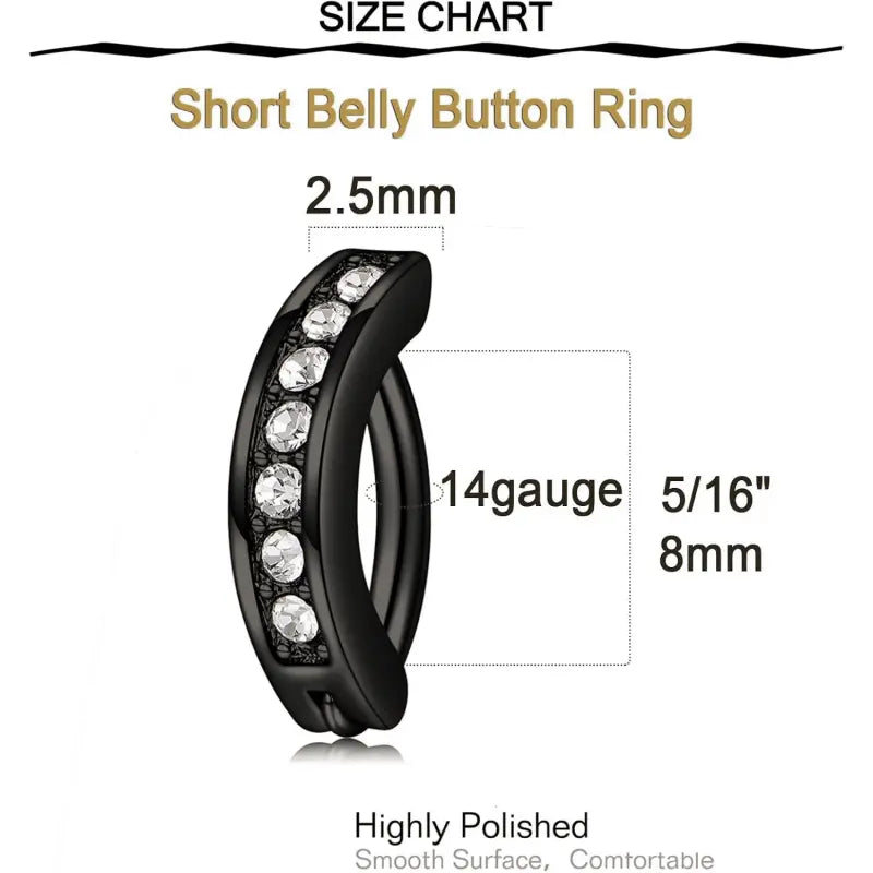 5PCS Stainless Steel Short Belly Rings for Women – Longita 14G