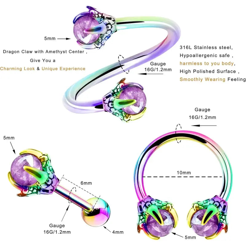 3PCS Cartilage Earrings – Surgical Steel Helix & Tragus Set