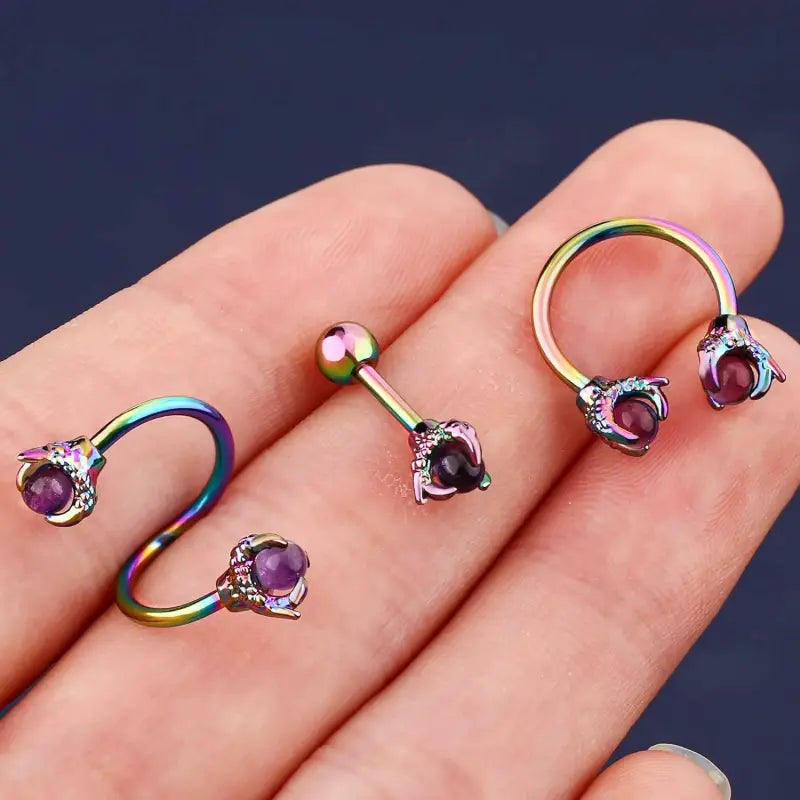 3PCS Cartilage Earrings – Surgical Steel Helix & Tragus Set