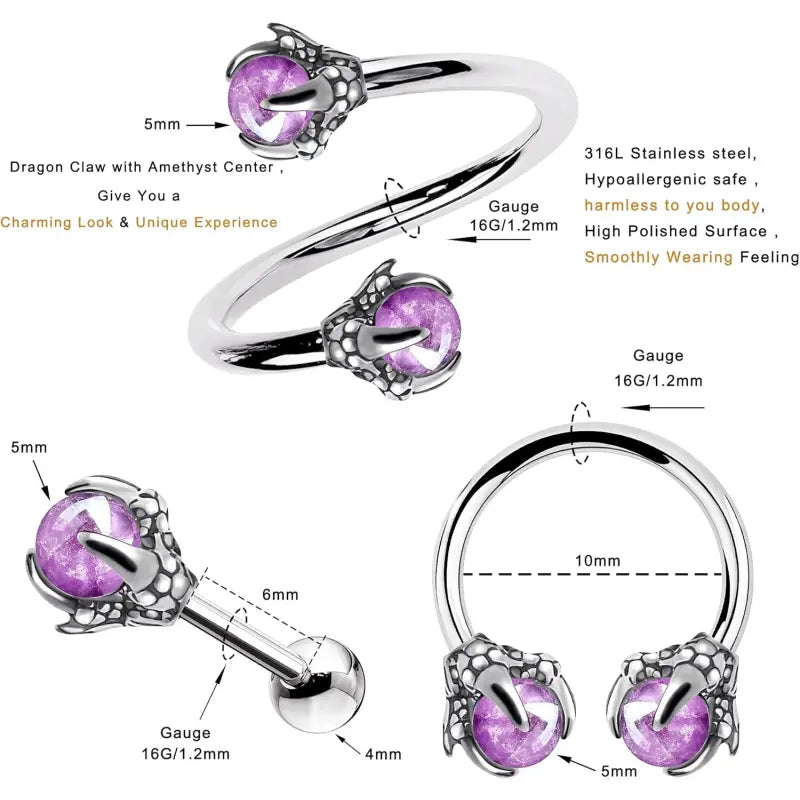 3PCS Cartilage Earrings – Surgical Steel Helix & Tragus Set