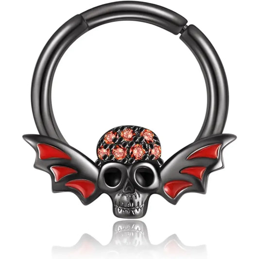 Sterling Silver Skull Nose Ring – 16G Septum Piercing Hoop