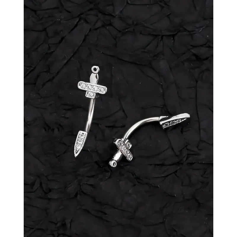Exquisite Dagger Shape Earrings - 316L Steel Curved Barbell