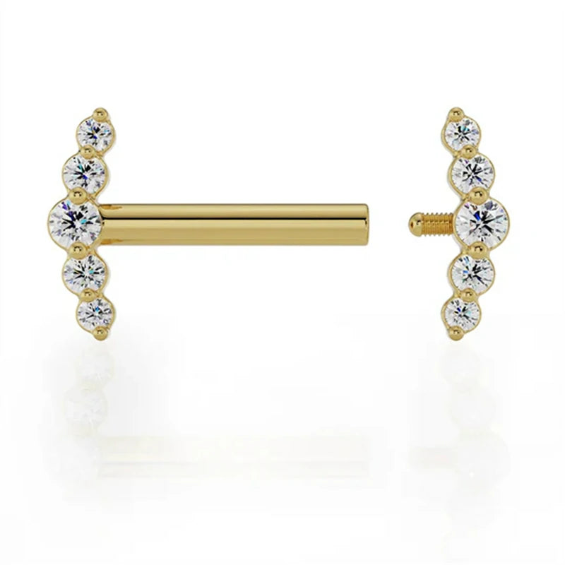 Diamond Mini Climber Barbell Nipple Ring