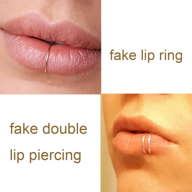 Women's fake nose ring, lip ring, earrings six styles set