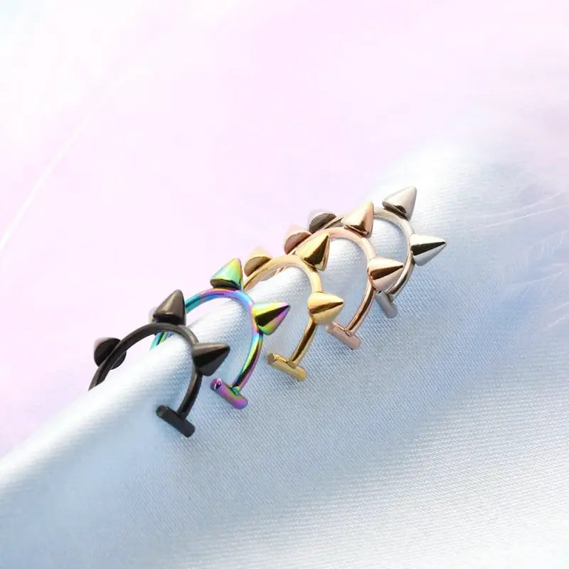 5PCS Spike Fake Lip Rings – Non Piercing Stainless Steel