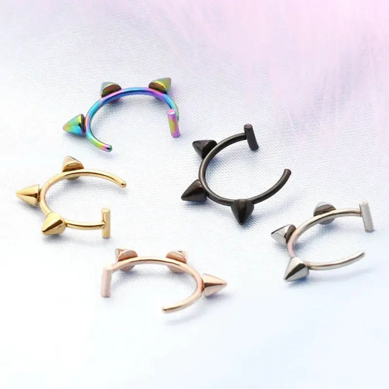 5PCS Spike Fake Lip Rings – Non Piercing Stainless Steel